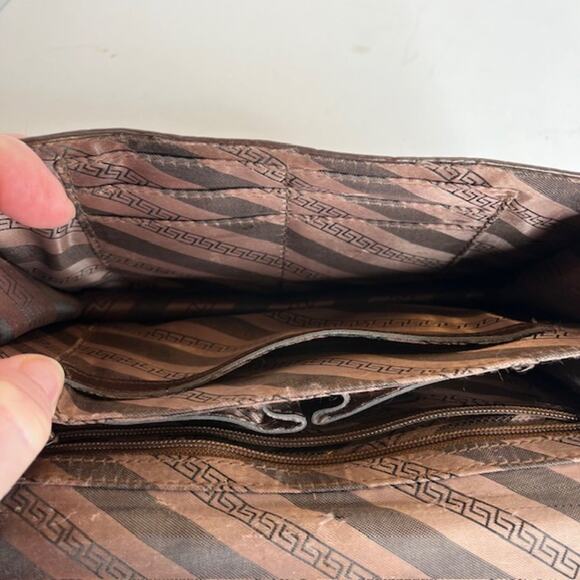 Marc Chantal Vintage Brown Vegan Leather Alligator Pattern Handbag - Picture 6 of 14